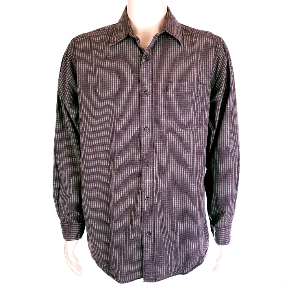 The North Face Men Button Shirt Check Long Sleeves 100% Cotton Size L